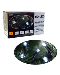 60 LED, lanac, bijelo svjetlo, 8 funkcija