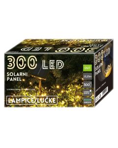 300 LED, solarni panel, 14.95 m, na baterije