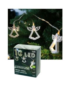 LED drveni anđeli 5.5x5 cm, 10 lampica, na baterije